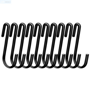 Premium Black Stainless Steel S-Hooks - Heavy Duty Hanging Solution for Home & Garage Organization