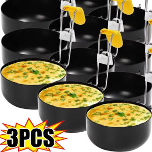 3PCS Mini Stainless Steel Foldable Egg Poacher Ear Hanging Nonstick Egg Boiling Heating Mold Bowl Boiler Kitchen Cooking Gadgets