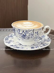 Classic Chinese Ceramics Coffee Cup Set Afternoon Tea Latte Milk Cup Floral Embossed Design Special Gift for Coffee Lovers