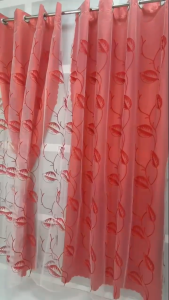 Double Layer Leaves Embroidery Window Drapes for Kitchen Living Room and Bedroom 135cm- W x 220cm- L 7Feet A-2116