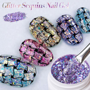LILYCUTE 7ml Glitter Sequins Gel Polish Shining Nail Art Varnish UV LED Effect Colorful Semi Permanent Soak off Supplies Manicur