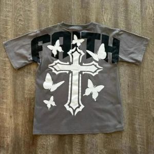 Mens fashion new breathable round neck T-shirt personalized graffiti print pattern outdoor casual top