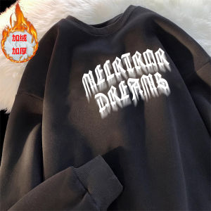 American Heavy Weight Sweatshirt Men Autumn and Winter Fashion Brand Oversize Fleece-lined Thickening Trendy round-Neck Non-Hoodie Jacket