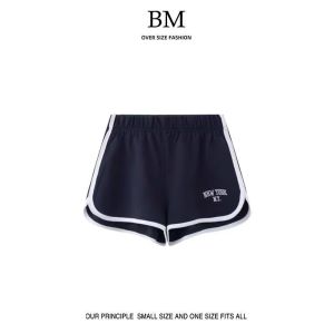 Quần Short Thể Thao Mùa Hè Mới Thêu Chữ Áo Chui Đầu Cotton Rộng Rãi Thoải Mái Cho Nữ Quần Áo Công Sở Thường Ngày