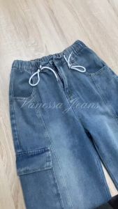 Celana Jeans Wanita Highwaist Cargo Terbaru  2024 Loose Jeans Highwaist Cargo Wanita