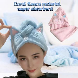 Cute Long Hair Quick-Dry Hair Towel Soft Microfiber Towels Shower Cap Towel Bath Hats for Women Dry Hair Cap Lady Turban Head