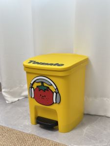 Cute Foot Pedal Trash Can Cover Household Toilet Office High Aesthetic Value Personalized Square Shape 11L Capacity for All Use