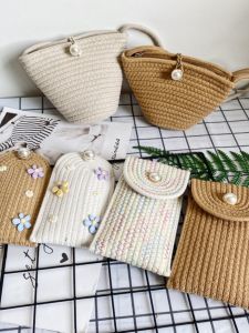 Bag New New Arrival Summer K-style Woven Bag Womens Mobile Phone Bag Crossbody Holiday Ins Internet Celebrity Seaside Beach Bag