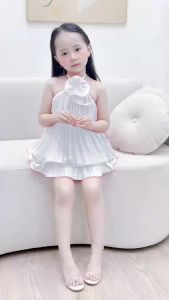 ชุดเดรสเด็กผู้หญิง มีซับในใส่สบาย สีชมพู ขาว ม่วง น้ำนัก5-25กิโล รหัสAW55