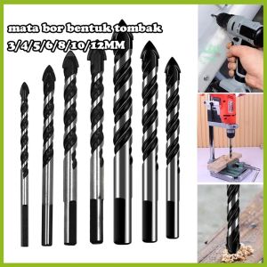 HOHODALINK 7PCS MATA BOR TOMBAK KACA KERAMIK GRANIT PORSELIN KACA 3/4/5/6/8/10/12MM mata bor bentuk tombak