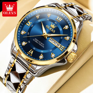 OLEVS business watch for mens waterproof original tungsten steel calendar luminous diamond wristwatch