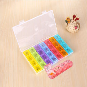 28 Grids Pillbox Storage Box Portable Weekly 7 Days Medication Case Pill Container Organizer Plastic Box Holder Medicine Tablet
