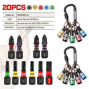 Geinxurn Keychain Bit Holder Set 1/4" Hex Shank Quick Change Screwdriver Bit Holder and Nut Driver with Screwdriver Bits