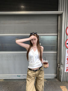 Áo Ba Lỗ Cổ Treo Pure Desire Style Dành Cho Nữ Mùa Hè Màu Trắng Gợi Cảm Thanh Lịch Áo Lót Hở Lưng Áo Vest