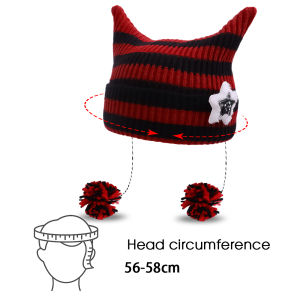 หมวกฮิปฮอปผู้หญิงหมวกผู้หญิงเสื้อสเวตเตอร์มีลายทางมีฮู้ดลายหมวกขนสัตว์แบบถักหมวกบีนนี่ Y2K ฤดูใบไม้ร่วงฤดูหนาว