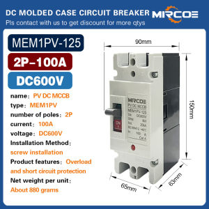 MIRCOE PV DC MCCB 2P 100A 125A 160A 200A 250A 600V DC Solar Molded Case Circuit Breaker Overload Protect