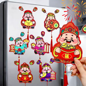 Laser God of Wealth Refrigerator Magnet 2026 Chinese New Year Small Hanging Pendant Shaking Hat God of Wealth Decoration (in stock)