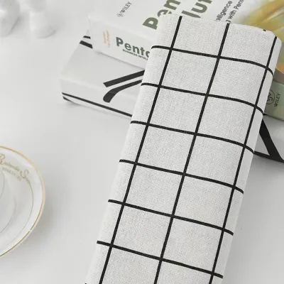 Green Plaid Cotton Linen Tablecloth Floral Sofa Background Fabric DIY Fabric Head Clearing Sale Geometric Pattern Country Style