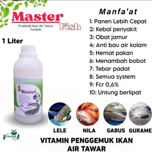 MASTER FISH Probiotik Ikan Air Tawar (NilaLeleGuramePatinGabus) Mengandung Vitamin & Nutrisi