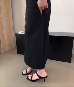 #2508 New Two Straight Strap Square Toe Heels 3 INCH (SuedeLeather)