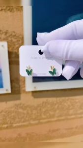 Bông tai bướm bạc 925 đính đá rhinestone - Nhỏ gọn thời trang nhiều màu