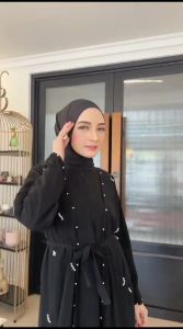 Gamis Abaya Turkey Dress Turki Baju Muslim Wanita Arab Dubai Nahla Mata2 Swarozsky Busui Dewasa Warna Hitam Jetblack Bordir Terbaru 2022 Viral Kekinian Simple Elegan Mewah YM deFashion
