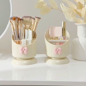 UFORU กล่องเก็บเครื่องสำอางที่ใส่ปากกาความจุขนาดใหญ่ที่ใส่ลิปสติกแยกช่องถังเก็บวัสดุ PP 12*12.5*16.5cm yz-3073-4