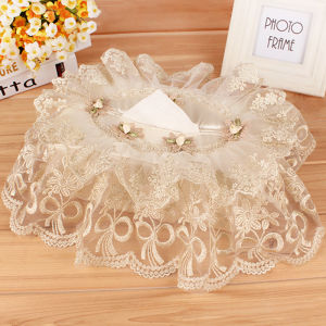 Nordic Style Embroidered Lace Car Use Paper Towel Holder Storage Bag Household Bathroom Room Organizer Handmade Craft