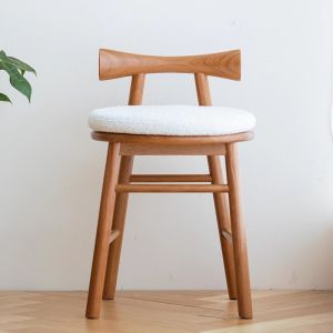 Butterfly Design Home Wooden Stool with Back Cherry Wood
