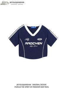 Vintage Brand Color Block Short Sleeve T-shirt for Women Slim Fit Sweet Spicy Style Cotton 100% Regular Thickness Summer Season