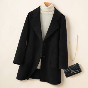 2023 New Arrival Reversible Cashmere Coat Womens Short Silm Small High-End Pure Wool Woolen Outwear Hepburn Style
