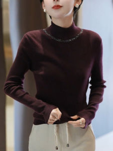 SUOXIMENG | เสื้อเชิ้ตคอสูงแขนยาวสีแดงไซส์ใหญ่สำหรับผู้หญิง เสื้อชั้นในลำลอง ทรงเข้ารูป สไตล์เรียบง่าย ทันสมัย ​​สวมใส่สบาย