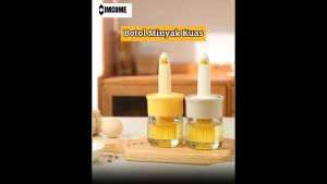 IMCOME Botol Minyak Dengan Kuas Oles Botol Minyak Kecap Saos Kaca Kithcen Oil Bottle with Silicone Brush Tempat Penyimpanan Bumbu Dapur Masak 2 IN 1