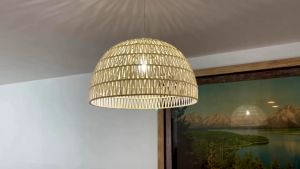 Pendant Light Shade Handwoven Hemp Rope Rattan Hanging Light Vintage Farmhouse Pastoral Style Drop Ceiling Lights for Dining Room Living Room Kitchen Bar Cafe Tea Room Meeting Room Decorative Lighting