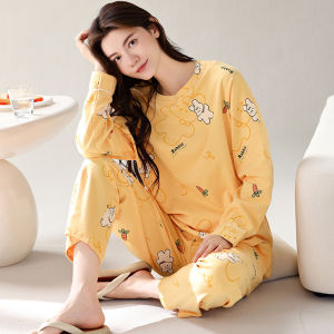 Bộ đồ ngủ nữ MiiOW làm bằng vải cotton dài tay in hoạt hình thoải mái