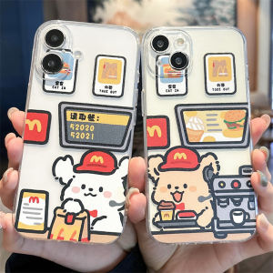 Creative Couple Dog Pattern Mobile Phone Case  7/6 plus Protective Cover Transparent Soft Shell Cute Cartoon Design