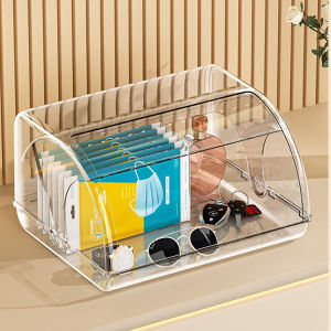 Entryway Desktop Key Miscellaneous Storage Box Mask Dustproof Box Covered Doll Display Box Medicine Chest Plastic Universal