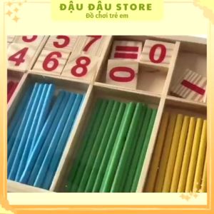 Bộ que tính học toán bằng gỗ - bảng tính que học toán cho bé - đồ chơi học toán cho bé Đậu Đậu Store