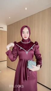 TERMURAH!!! Seliya Dress Kondangan Viral | Dress Pesta Bridesmaid | Gamis Satin Model Duyung | Gaun Kondangan Rok Duyung | Gaun Pesta Moderen | Dress Satin Mermaid | Dress Slik Premium | Gamis Satin Model Duyung | Dress Kondangan Terlaris Warna Burgundy