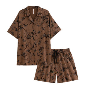 yuenei | ชุดนอนผู้หญิงผ้าฝ้ายแท้แขนสั้น กางเกงขาสั้น ชุดอยู่บ้าน ฤดูร้อน คอกลม แขนกุด ชุดอยู่บ้าน ชุดนอนสบายๆ ระบายอากาศได้ดี