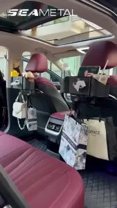 SEAMETAL 7 In 1 Car Backrest Storage Box PU Leather Multifunctional Tissue Car Cup Holder Seat Back