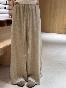 Soft Glutinous Plaid Lazy Loose Wool Knitting Loose Pants Female Fall and Winter Fancy Drooping Straight Casual Pants