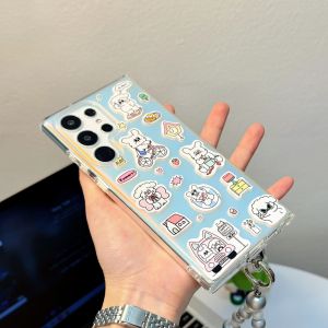 Laser Cat Design Full Protection Phone Case for Samsung S24Ultra Cute Cat Theme Shell Anti-Fall Cover Compatible with S23U S22 plus A55