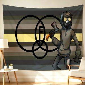 Creepypasta T-Ticci Toby Flag Wall Decorations Home Decor Suitable For Living Rooms Bedrooms Dormitories Parties And Holidays