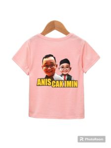 kaos anak anak umur 2 tahun sampai 10 tahun motif anis cak imin kerah bulat lengan pendek
