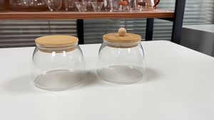 500ml/1000ml Toples Kaca Tutup Bambu Penyimpanan Makanan Kedap Udara Tempat Penyimpanan Makanan Snack Bumbu Kopi Dapur Serbaguna Kedap Udara Glass Storage Jar