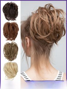 Womens Hair Wig Elastic Band Long Beard Curling Circle Natural Fluffy Bun Hairdressing Tool Fashionable Elegant High Temperature Silk