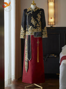 New 2025 Mens Chinese Style Wedding Groomsmen Drinking Ceremony Hanfu Suit Xiuhefu Ethnic Traditional Wedding Dress Code