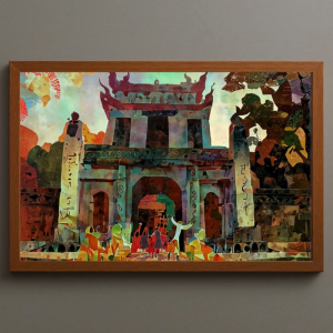 Tranh Nghệ thuật "Cổng Văn Miếu Quốc Tử Giám 1" VIETSMART ART - Sơn dầu trên toan vải 60 x 90cm