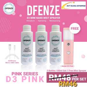 DFENZE HOCL Multipurpose Sanitizer & Disinfectant 100ml(x3) and Mini Nano Mist Sprayer(x1)